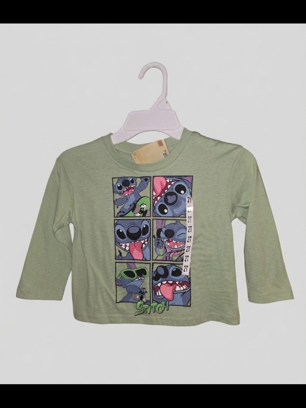 Disney Light Green Stitch Panel Long-Sleeve Tee